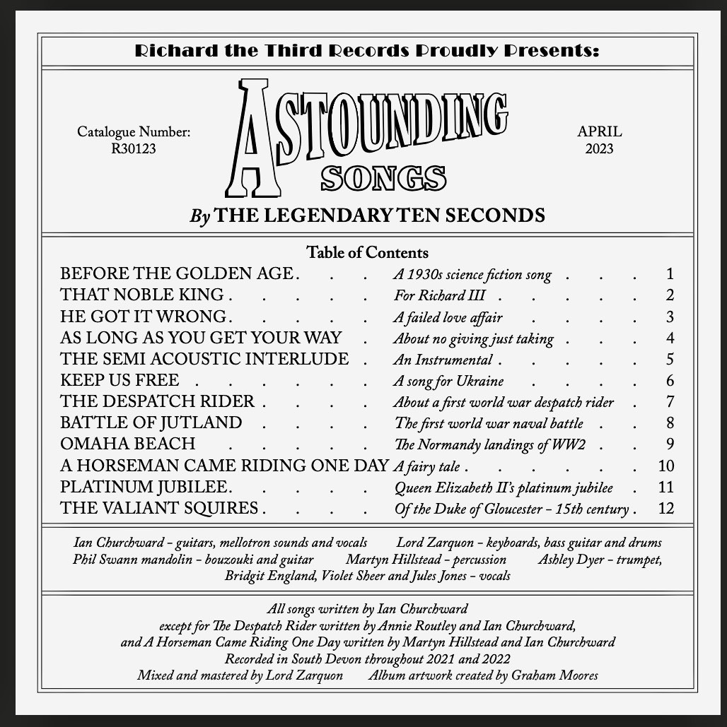 Astounding Songs sleeve notes